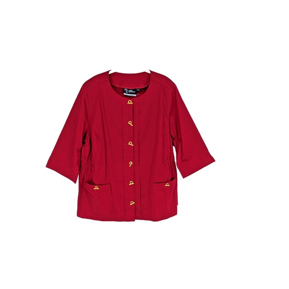 Catherines Tops - CATHERINES Added Diminsions Top SIZE 1X Burgundy Gold Tone Toggle Closure Retro